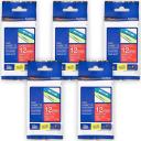 5-Pack Brother PT-2300 18mm Black Text On Blue P-Touch Tape [Genuine]