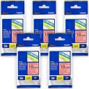 5-Pack Brother PT-2300 18mm Black Text On Blue P-Touch Tape [Genuine]