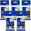 5-Pack Brother PT-2300 18mm Black Text On Yellow P-Touch Tape [Genuine]