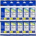 5-Pack Brother PT-2430PC 24mm Black Text On Blue Laminated Tape - 8 Meters [Genuine]