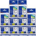 5-Pack Brother PT-2430PC 24mm Black Text On Blue Laminated Tape - 8 Meters [Genuine]
