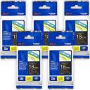 5-Pack Brother PT-9200PC 36mm Black Text On Blue Laminated Tape [Genuine]
