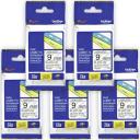 5-Pack Brother PT-D610BT 12mm Black Text On White Laminated Tape - 8 Meters [Genuine]