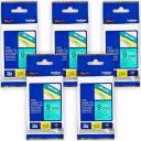 5-Pack Brother PT-D610BT 12mm Black Text On White Laminated Tape - 8 Meters [Genuine]