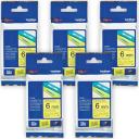 5-Pack Brother PT-D610BT 9mm Black Text On Blue Laminated Tape - 8 Meters [Genuine]