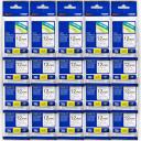 5-Pack Brother PT-D800W 36mm Black Text On Blue Laminated Tape [Genuine]