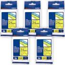 5-Pack Brother PT-P900W 36mm Black Text On Yellow P-Touch Tape [Genuine]