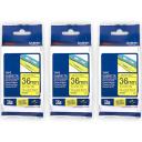 5-Pack Brother PT-P900W 36mm Black Text On Yellow P-Touch Tape [Genuine]