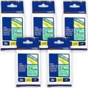 5-Pack Brother PT-P900W Tape 18mm Black Text On Green P-Touch Tape [Genuine]