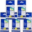 5 x Brother PT-D610BT 12mm White Text On Clear Laminated Tape - 8 Meters [Genuine]