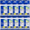 5 x Brother PT-D610BT 12mm White Text On Clear Laminated Tape - 8 Meters [Genuine]