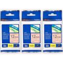 5 x Brother PT-D610BT 12mm White Text On Clear Laminated Tape - 8 Meters [Genuine]