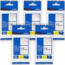 5 x Brother PT-D610BT 12mm White Text On Clear Laminated Tape - 8 Meters [Genuine]