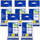 5 x Brother PT-D610BT 12mm White Text On Clear Laminated Tape - 8 Meters [Genuine]