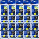 5 x Brother PT-D610BT 24mm Gold Text On Black Laminated Tape - 8 Meters [Genuine]