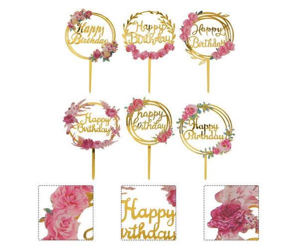 6 Pcs Ice Cream Decor Wedding Decoration Flower Cake Insert Pretty Flowers