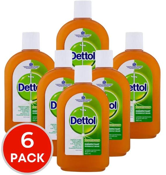 6 x Dettol Antiseptic Antibacterial Disinfectant Liquid 500ml