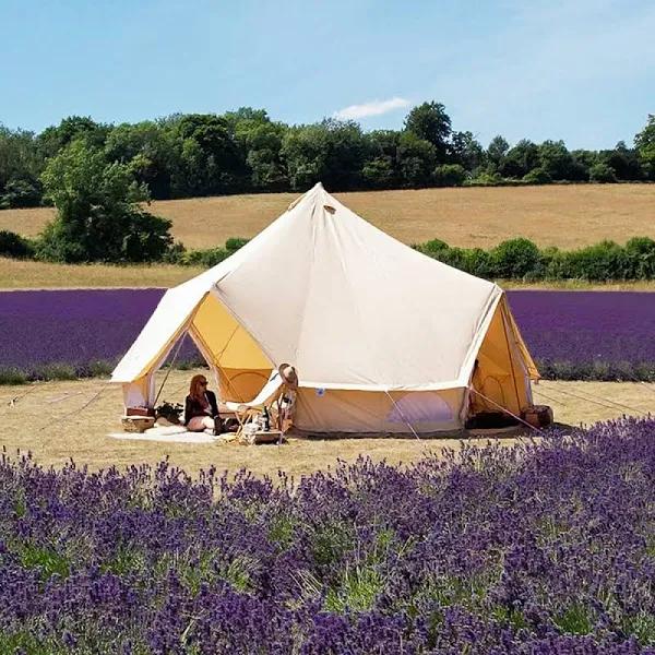 6m Sandstone Canvas Bell Tent , Quad Door