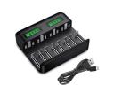 8 Slot Smart Battery Charger For Aa/aaa/c/d Rechargeable Batteries LCD Display