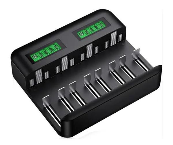 8 Slot Smart Battery Charger For Aa/aaa/c/d Rechargeable Batteries LCD Display