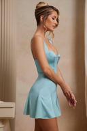 A-Line Corset Mini Dress in Teal, 12
