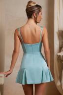 A-Line Corset Mini Dress in Teal, 8