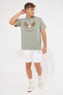 Abrand Mens A Dropped Skinny Denim Shorts Rouge White Size 34