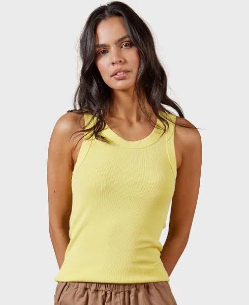 Academy Brand Essential Rib Tank XS Acid Yellow AU471367