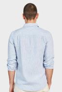 Academy Brand Hampton Long Sleeve Linen Shirt - Sky Stripe XL