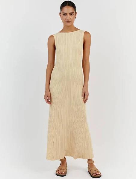 Ada Sleeveless Midi Dress in Lemon Size Small by DISSH