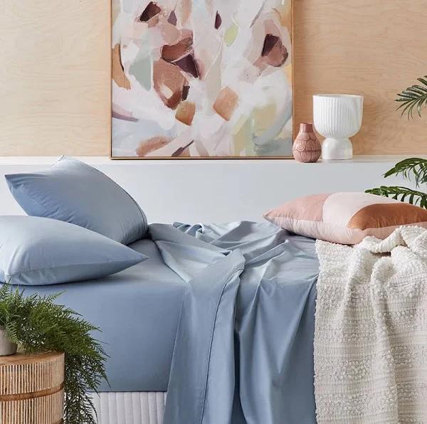 Adairs 300TC Fresh Dusty Blue Sheet Set - King Extra Depth