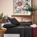 Adairs Bamboo Linen Coal Sheet Separates - Single Flat Sheet