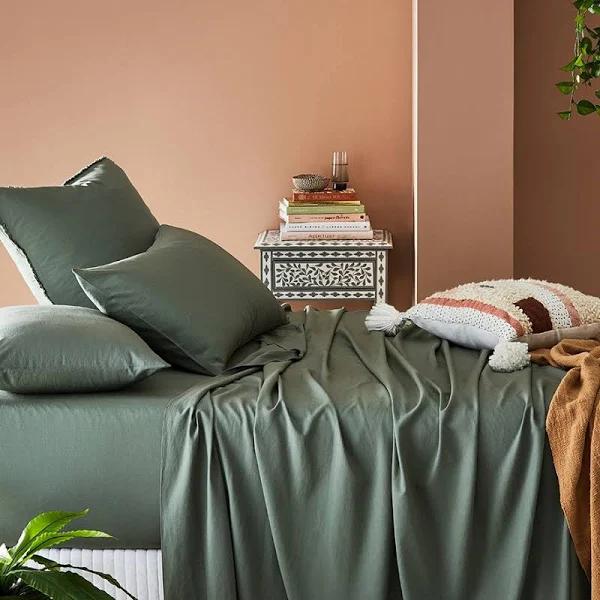 Adairs Bamboo Linen Cypress Sheet Separates - King Extra Depth