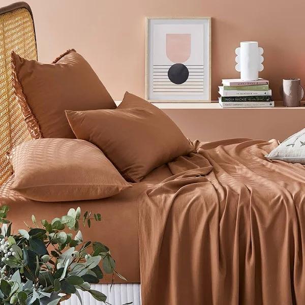 Adairs Bamboo Linen Earth Sheet Separates - King Fitted Sheet