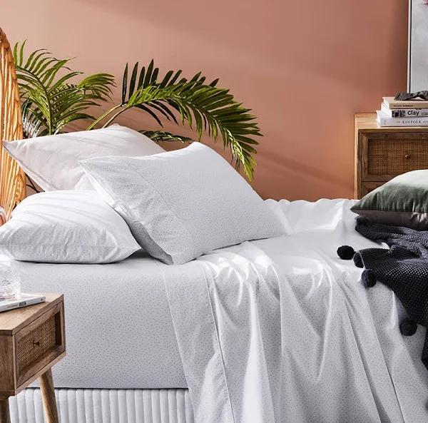Adairs Fleck Grey Fresh Sheet Separates - Double/Queen