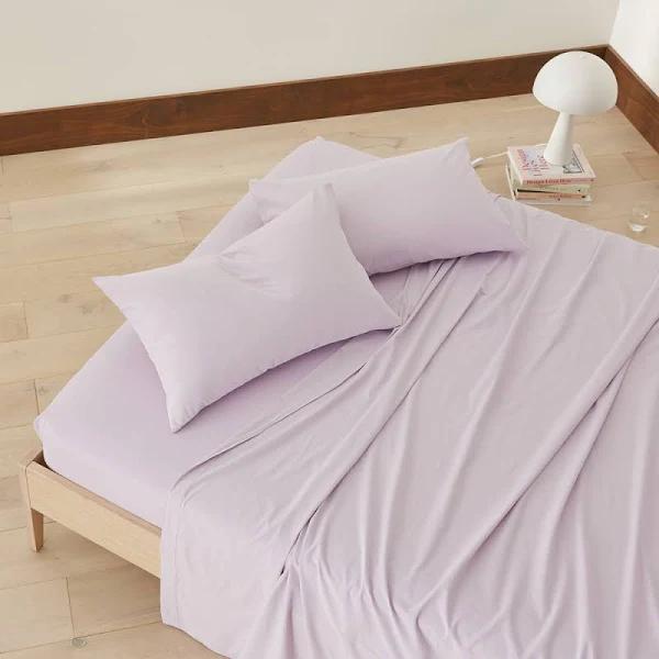 Adairs Stonewashed Cotton Lilac Sheet Separates - Single