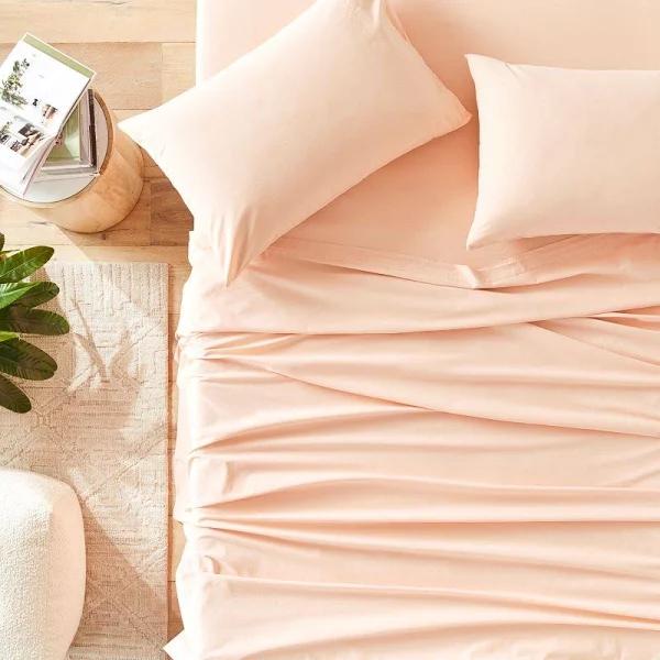 Adairs Stonewashed Cotton Pale Peach Sheet Separates - King