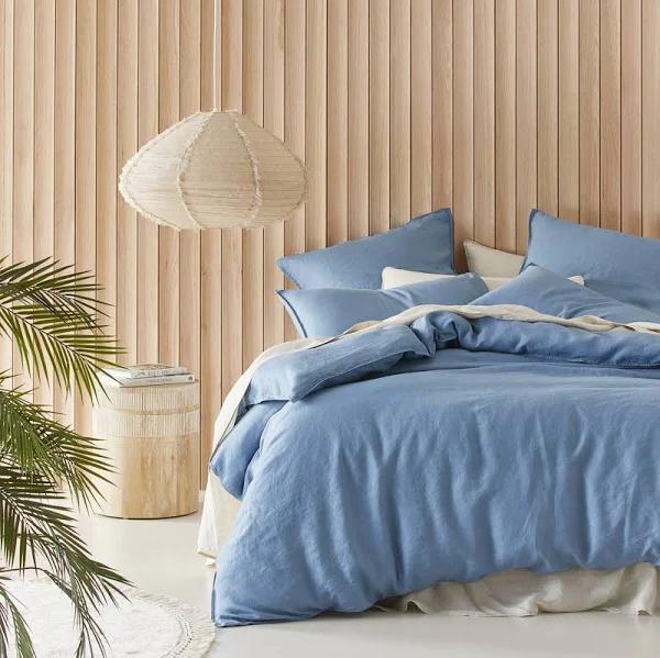 Adairs Vintage Washed Linen Denim Quilt Cover Separates - Super King