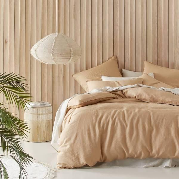 Adairs Vintage Washed Linen Egg Shell Quilt Cover Separates - King