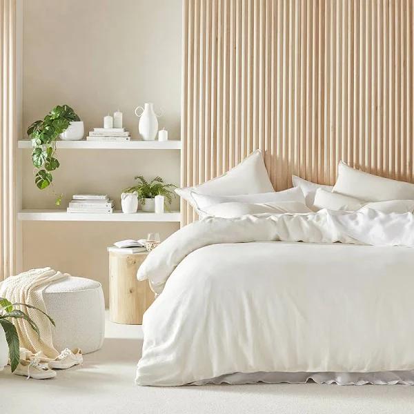 Adairs Vintage Washed Linen Pearl Quilt Cover Separates - Single