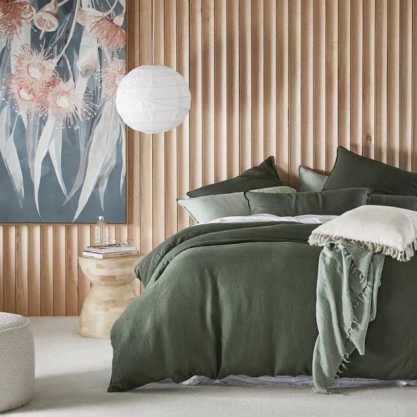 Adairs Vintage Washed Linen Thyme Quilt Cover Separates - King