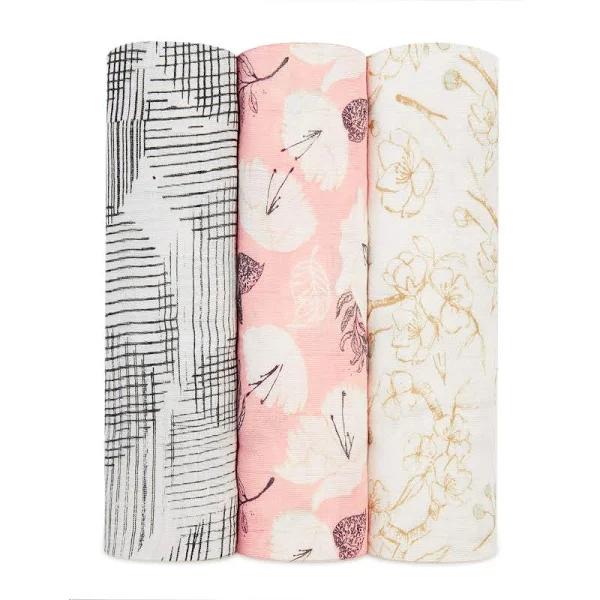 Aden + Anais Silky Soft Bamboo Swaddle - Pretty Petals (3-Pack)