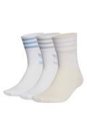 Adidas - 3 Pairs of Mid Cut Crew Socks in White & Wonder Quartz