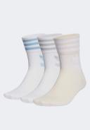 Adidas - 3 Pairs of Mid Cut Crew Socks in White & Wonder Quartz