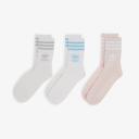 Adidas - 3 Pairs of Mid Cut Crew Socks in White & Wonder Quartz
