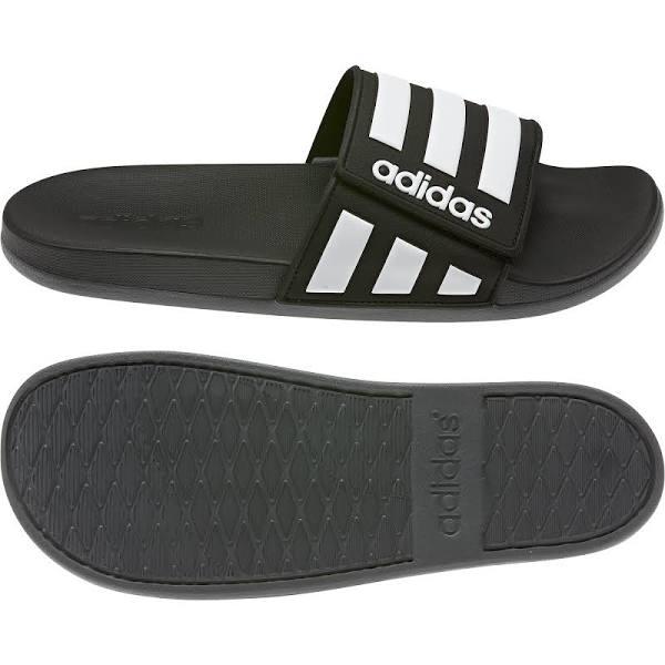 Adidas Adilette Comfort Adjustable Slides Core Black/White/Grey US5