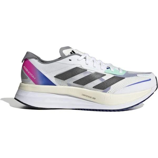 adidas-Adizero Boston 11 Shoes-Men-Cloud White / Core Black / Lucid Blue-7.5