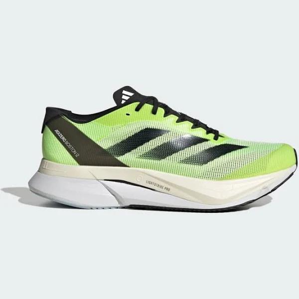 Adidas Adizero Boston 12 Shoes White / Black / Lucid Lemon M 7 / W 8 - Men Running Trainers