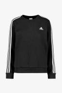 adidas-Essentials 3-Stripes Fleece Sweatshirt-Women-Black / White-XL
