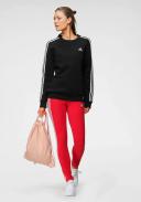 adidas-Essentials 3-Stripes Fleece Sweatshirt-Women-Black / White-XL